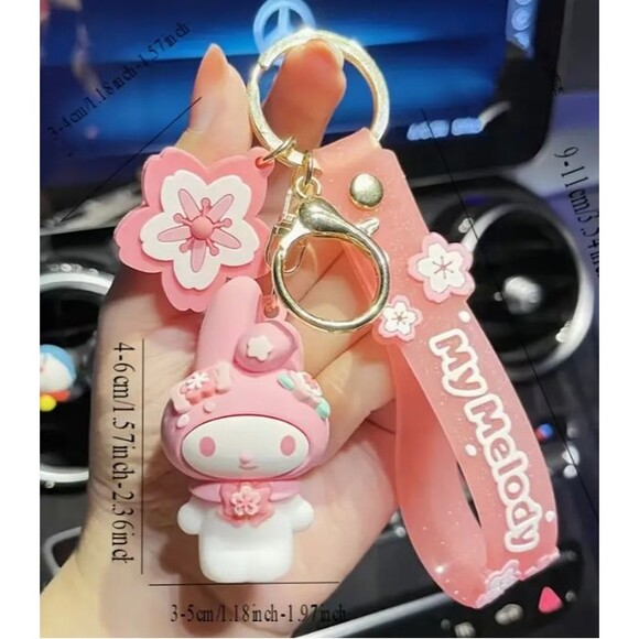 Pink Flower Floral Hello Kitty Keyring Keychain Key Ring - Picture 7 of 7